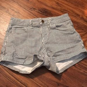 striped black and white shorts